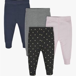 NWOT Gerber Baby Girls Multi Pack Active Pants Set, Hearts 0-3 Months